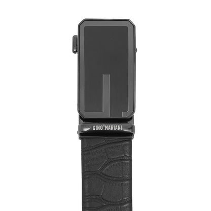 Gino Mariani Elvis Buckle Belt Kulit Pria Black