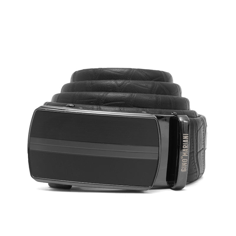 Gino Mariani Elwin Buckle Belt Kulit Pria Black