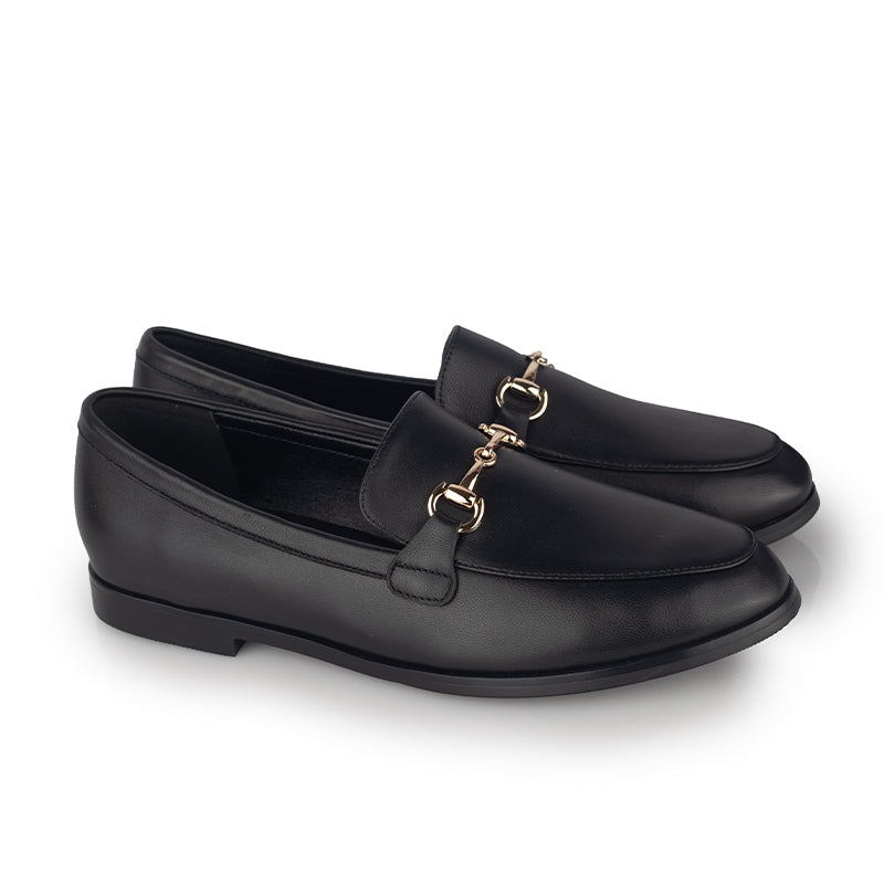 Sepatu Flat Casual Formal Loafer Moccasin Wanita Gino Mariani Fana Black