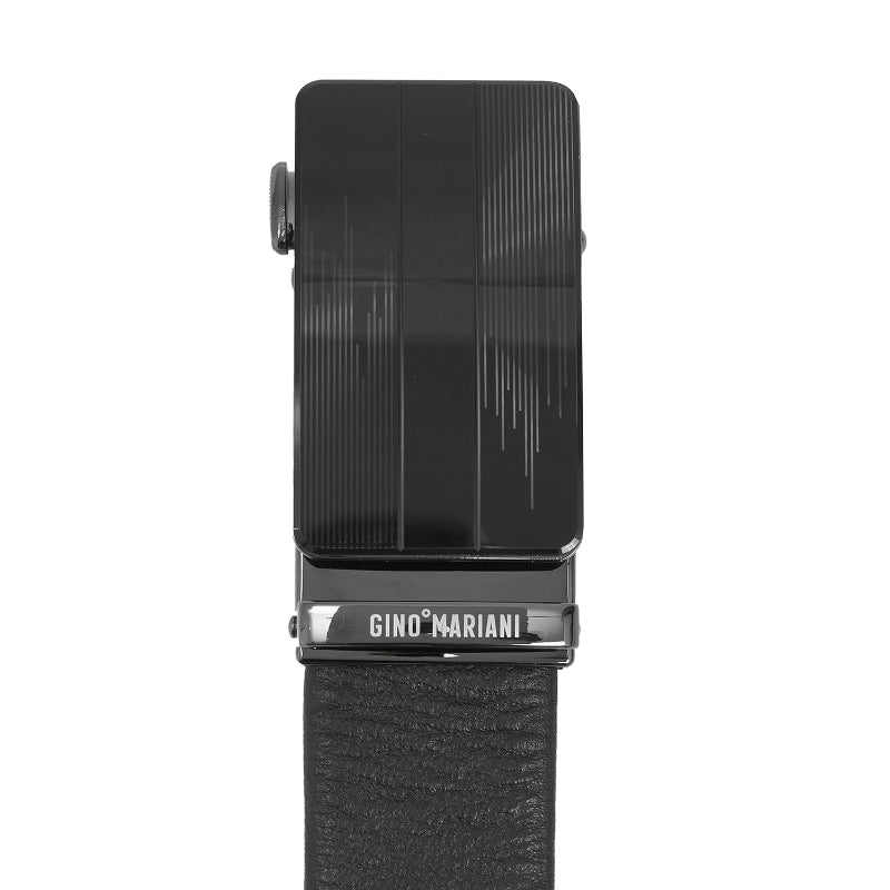 Gino Mariani Elmer Buckle Belt Kulit Pria Black