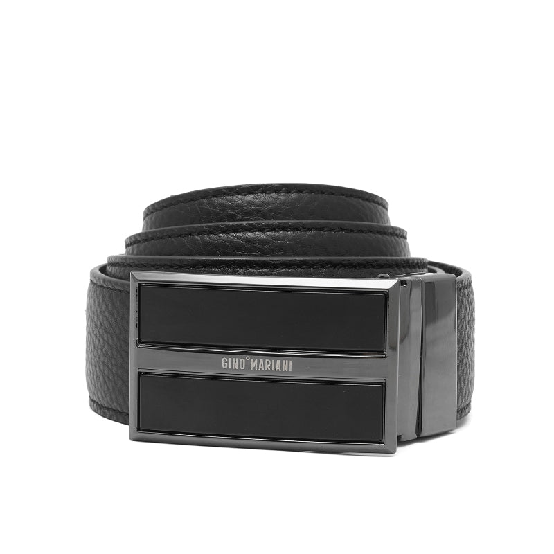 Gino Mariani Elkan Buckle Belt Kulit Pria Black/Coffee