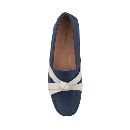 Sepatu Casual Wanita Loafer Moccasin Gino Mariani Ellie Navy/Bone White
