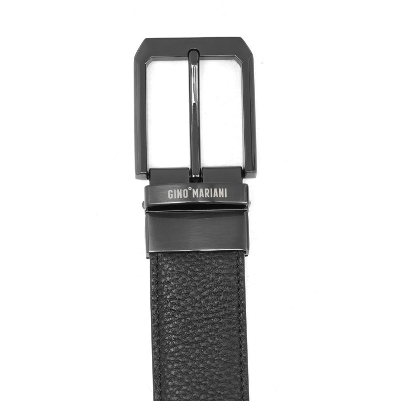 Gino Mariani Elwood Buckle Belt Kulit Pria Black/Coffee