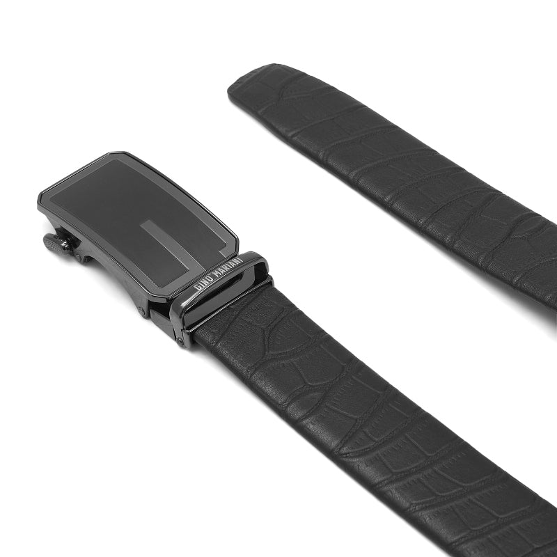 Gino Mariani Elvis Buckle Belt Kulit Pria Black