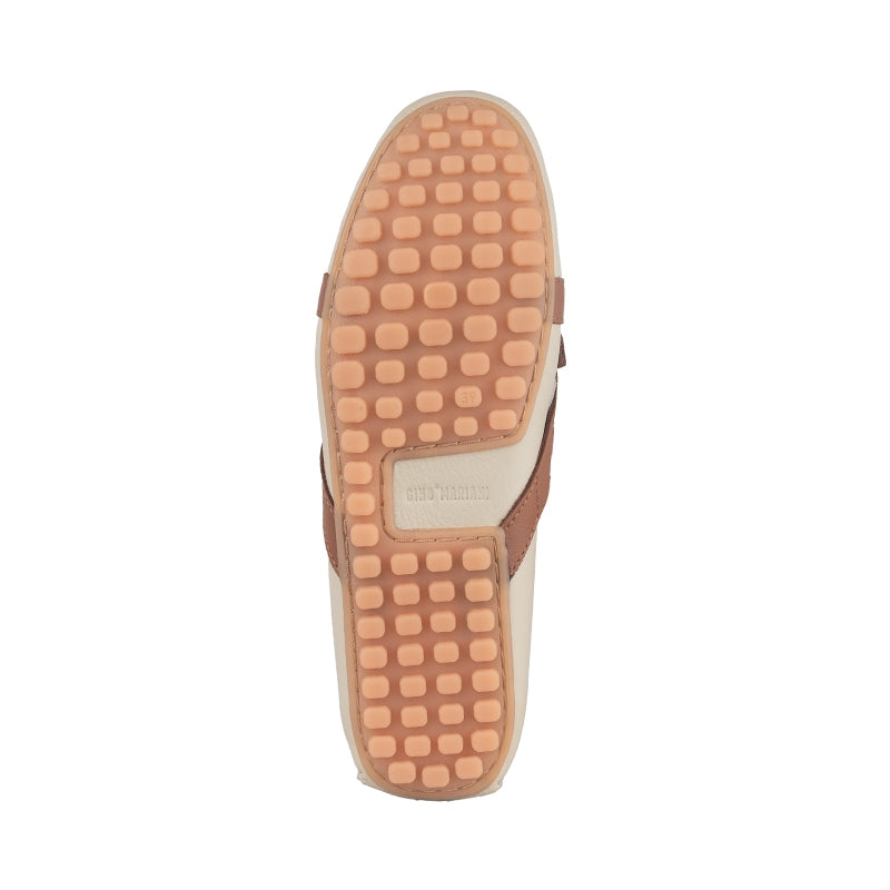 Sepatu Casual Wanita Loafer Moccasin Gino Mariani Ellie Bone White/Brown