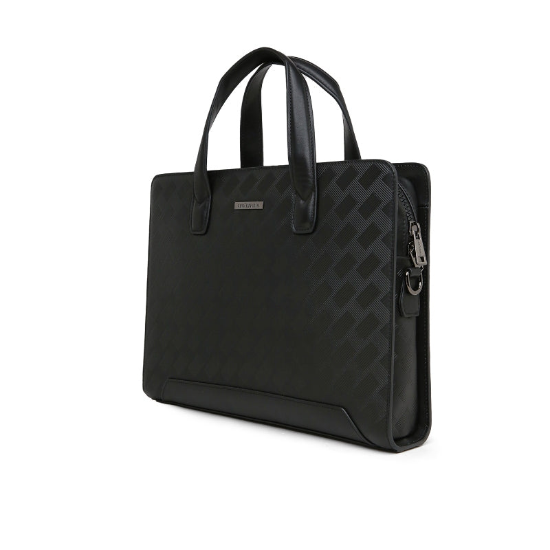Tas Briefcase Leather Bag Gino Mariani Livio Black
