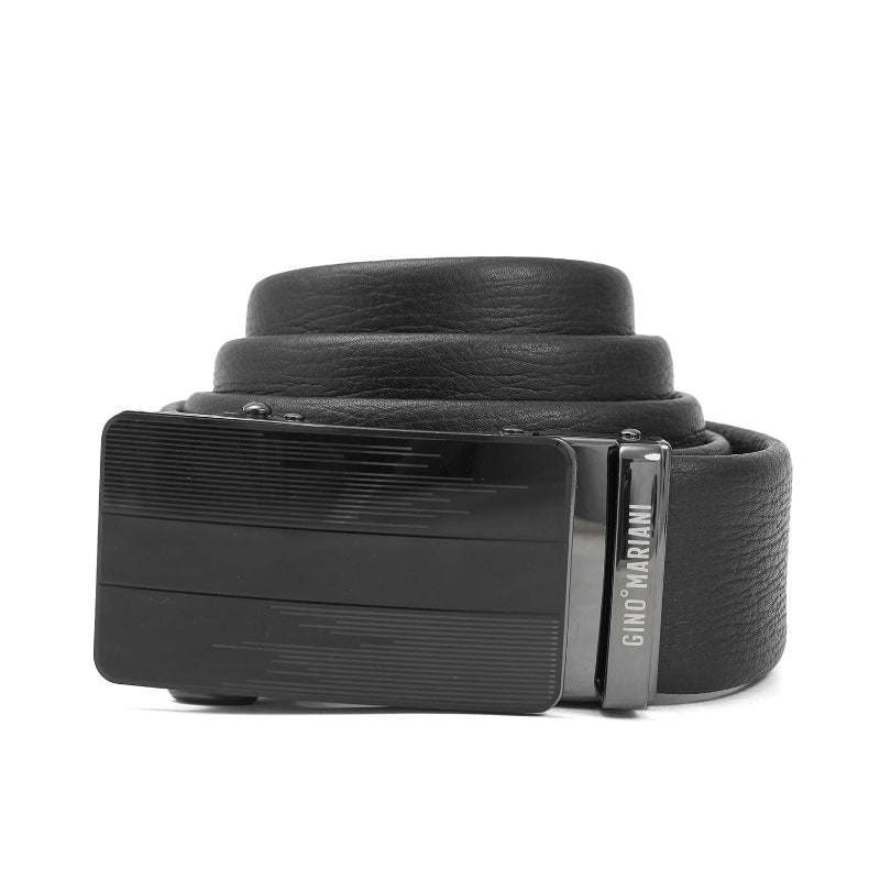 Gino Mariani Elmer Buckle Belt Kulit Pria Black