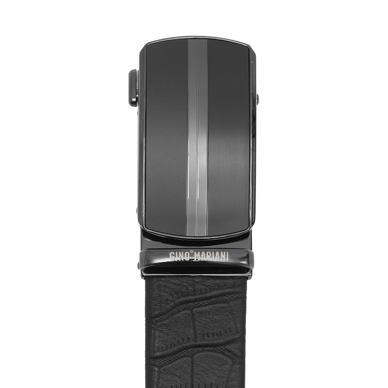 Gino Mariani Elwin Buckle Belt Kulit Pria Black