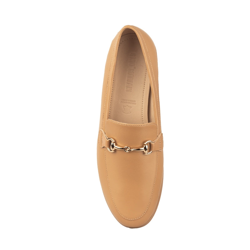 Sepatu Flat Casual Formal Loafer Moccasin Wanita Gino Mariani Fana Cream