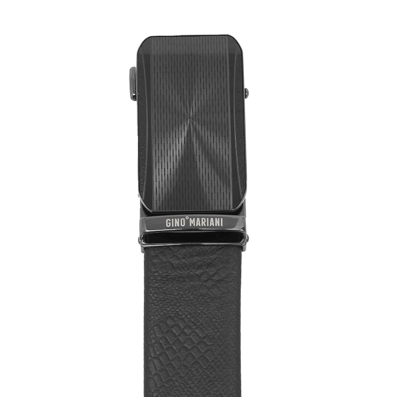 Gino Mariani Elroy Buckle Belt Kulit Pria Black