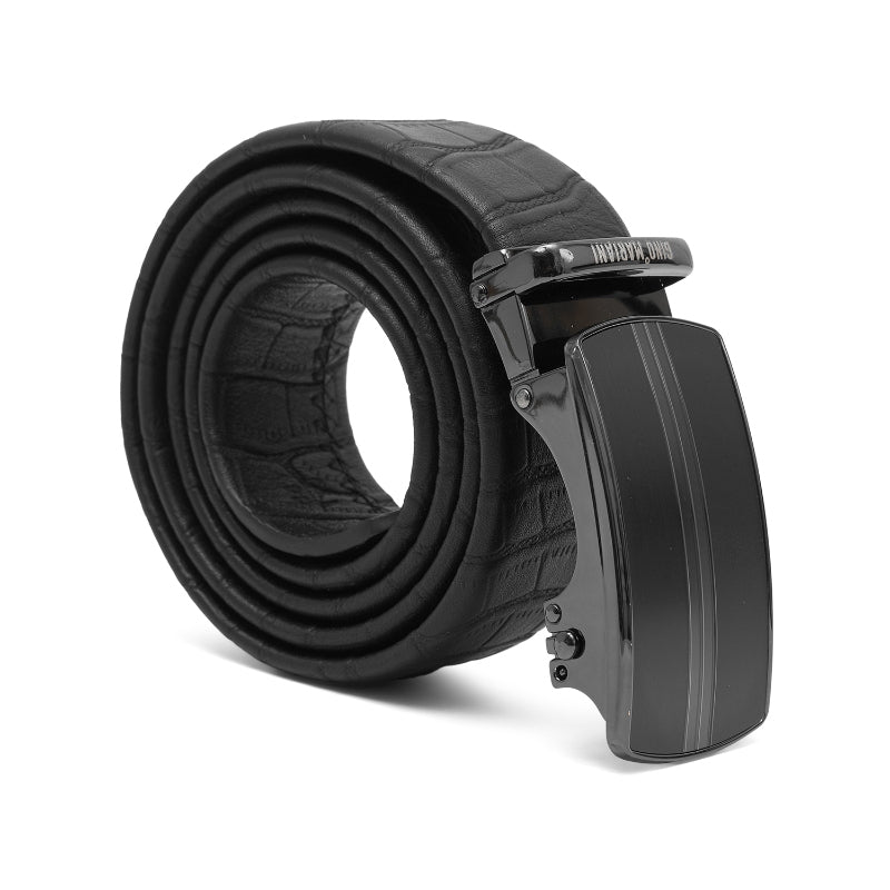 Gino Mariani Elwin Buckle Belt Kulit Pria Black