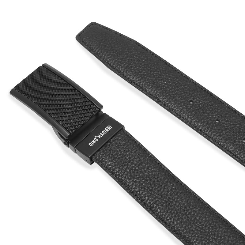 Gino Mariani Elgar Buckle Belt Kulit Pria Black/Coffee