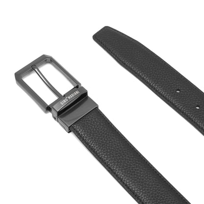 Gino Mariani Elwood Buckle Belt Kulit Pria Black/Coffee