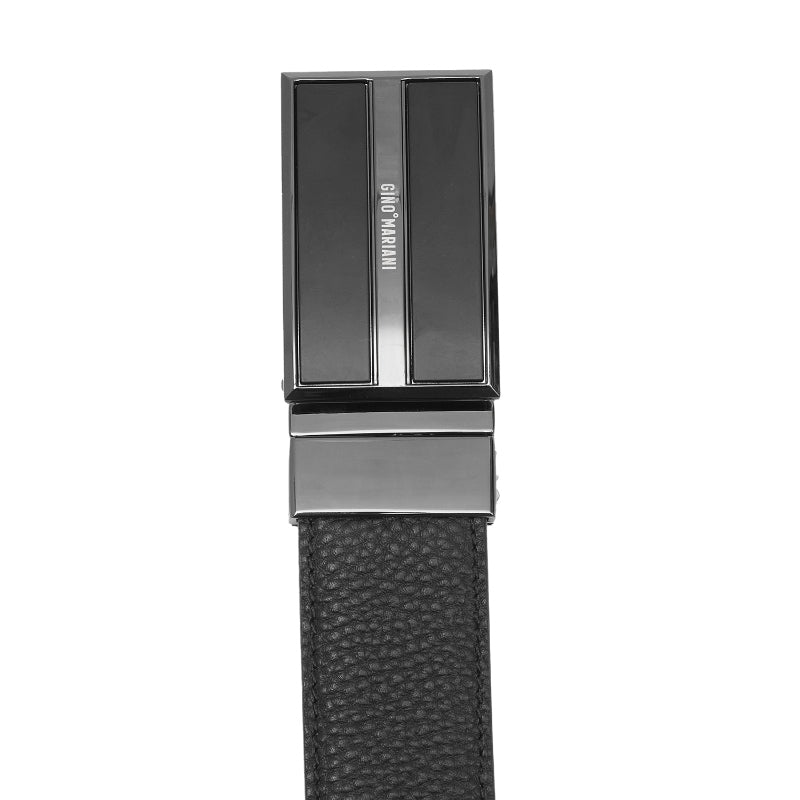 Gino Mariani Elkan Buckle Belt Kulit Pria Black/Coffee