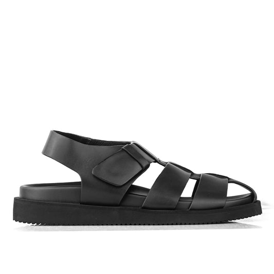 Sandal Fisherman Kulit Casual Pria Gino Mariani Ilgaz Black