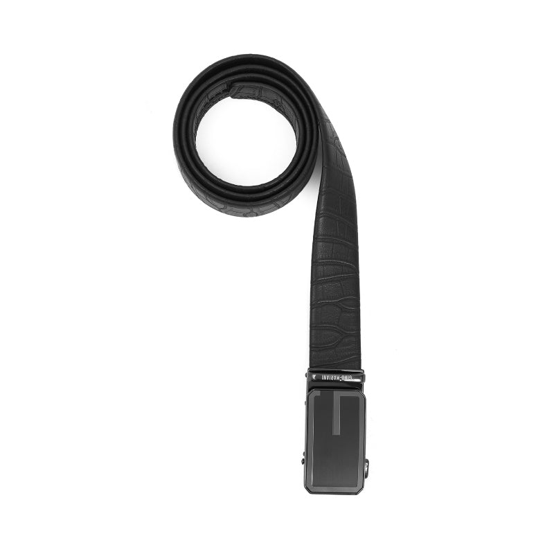 Gino Mariani Elvis Buckle Belt Kulit Pria Black