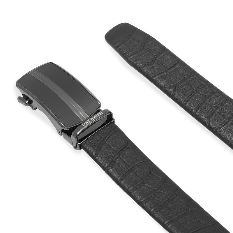 Gino Mariani Elwin Buckle Belt Kulit Pria Black