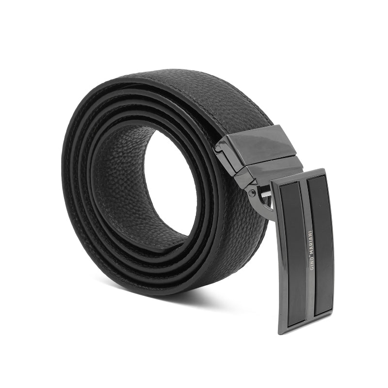 Gino Mariani Elkan Buckle Belt Kulit Pria Black/Coffee