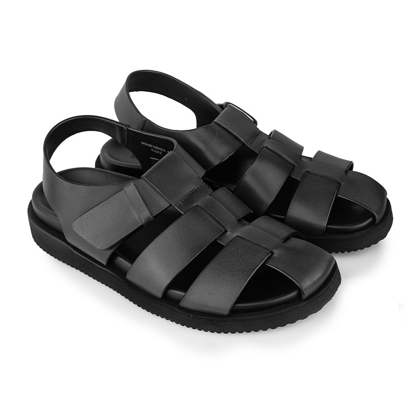 Sandal Fisherman Kulit Casual Pria Gino Mariani Ilgaz Black
