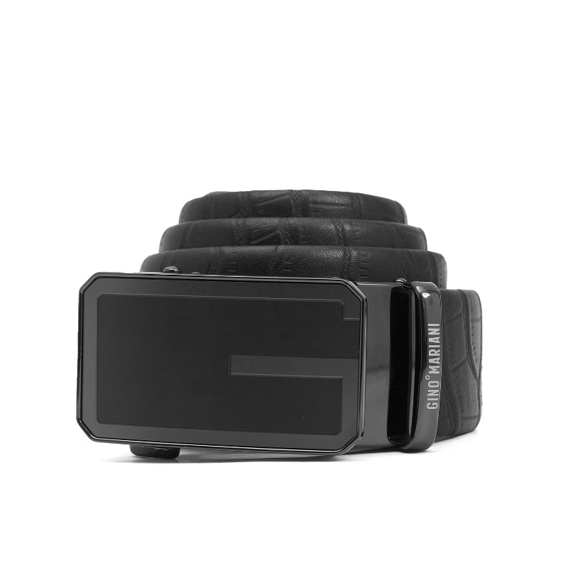 Gino Mariani Elvis Buckle Belt Kulit Pria Black