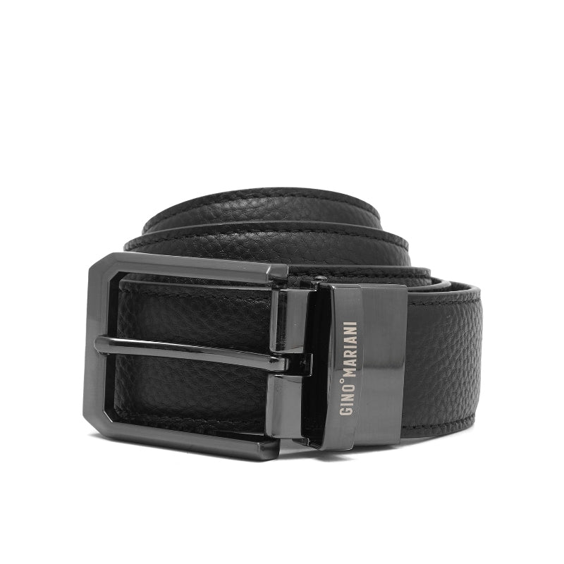 Gino Mariani Elwood Buckle Belt Kulit Pria Black/Coffee