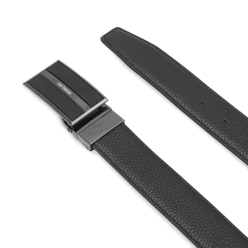 Gino Mariani Elkan Buckle Belt Kulit Pria Black/Coffee