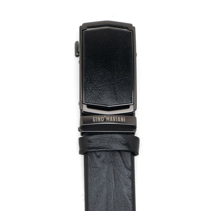 Gino Mariani Faustino Buckle Belt Kulit Pria Black