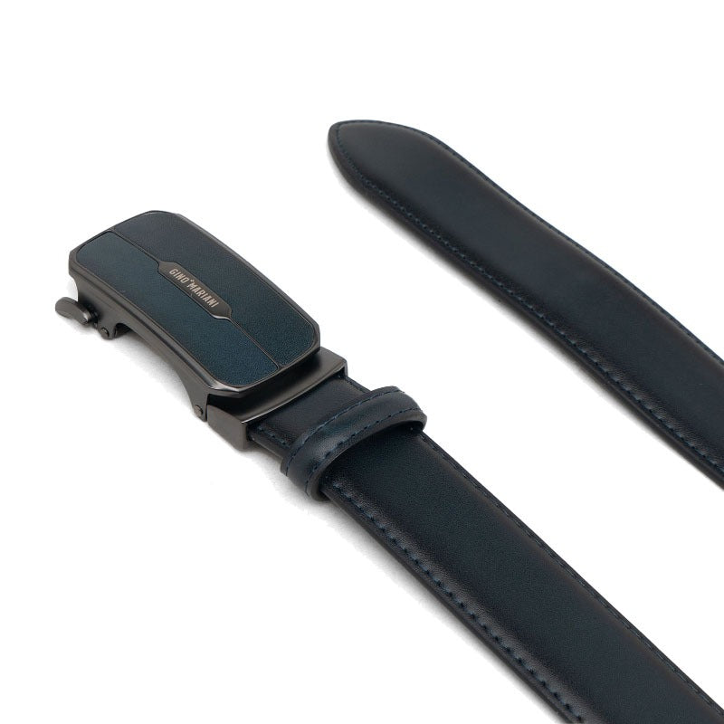Gino Mariani Firmino Buckle Belt Kulit Pria Navy