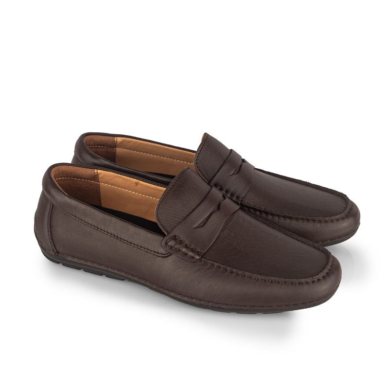 Sepatu Casual Pria Loafer Moccasin Gino Mariani Brogan Brown
