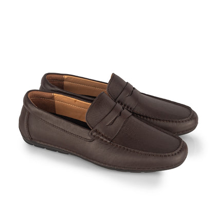 Sepatu Casual Pria Loafer Moccasin Gino Mariani Brogan Brown