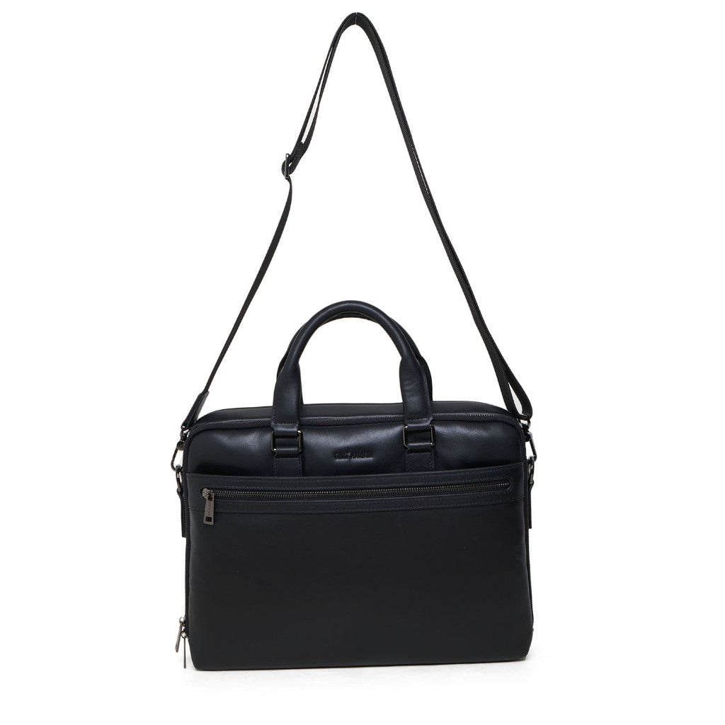 Tas Briefcase Leather Bag Gino Mariani Amerigo Black