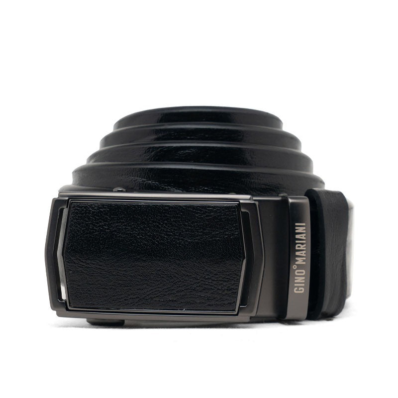 Gino Mariani Faustino Buckle Belt Kulit Pria Black