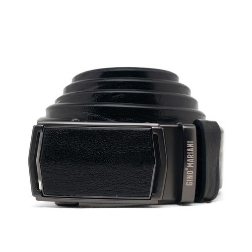 Gino Mariani Faustino Buckle Belt Kulit Pria Black