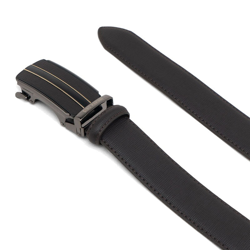 Gino Mariani Franz Buckle Belt Kulit Pria Coffee
