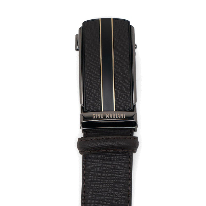 Gino Mariani Franz Buckle Belt Kulit Pria Coffee
