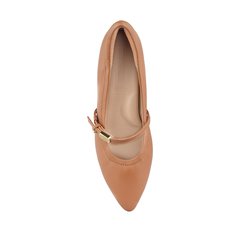 Sepatu Pumps Mary Jane Wanita Hadara Camel