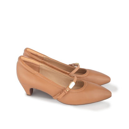 Sepatu Pumps Mary Jane Wanita Hadara Camel