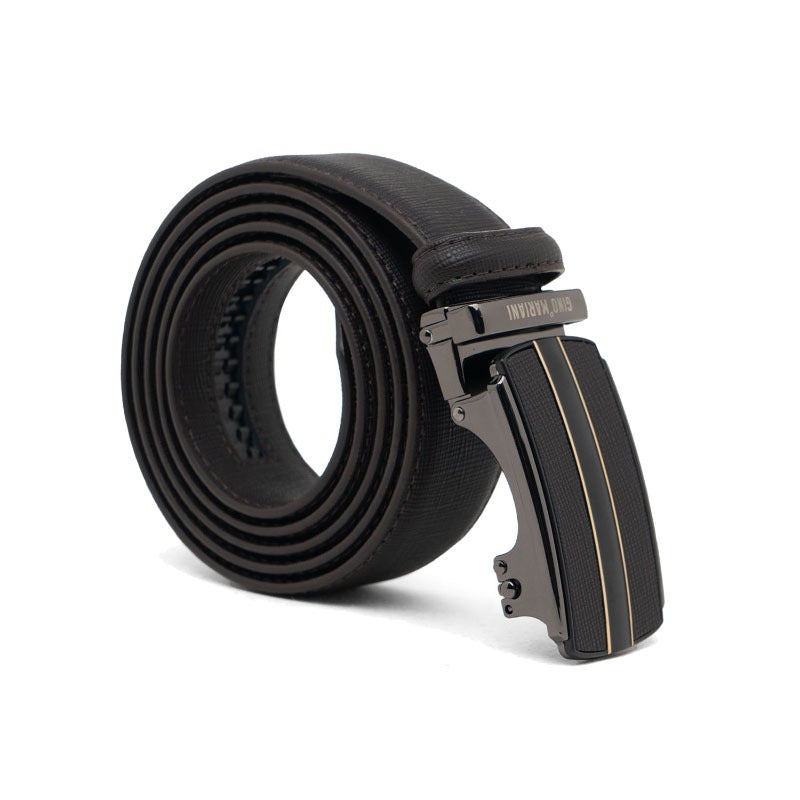 Gino Mariani Franz Buckle Belt Kulit Pria Coffee