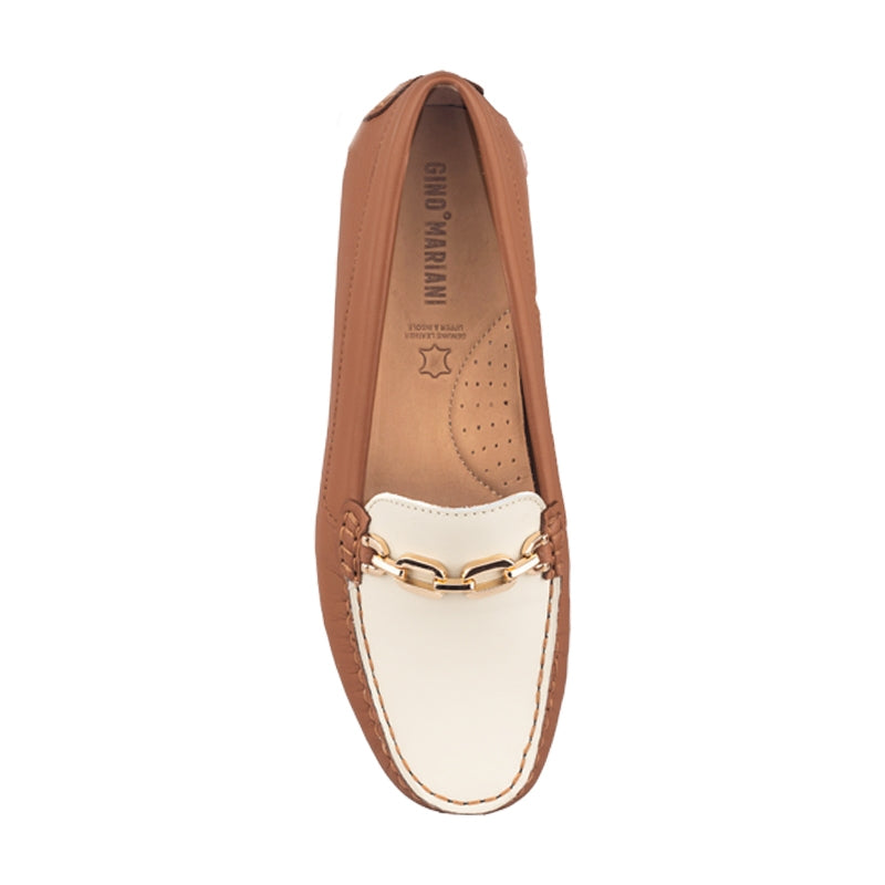 Sepatu Casual Wanita Loafer Moccasin Gino Mariani Elma Brown