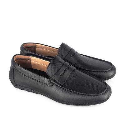 Sepatu Casual Pria Loafer Moccasin Gino Mariani Brogan Black