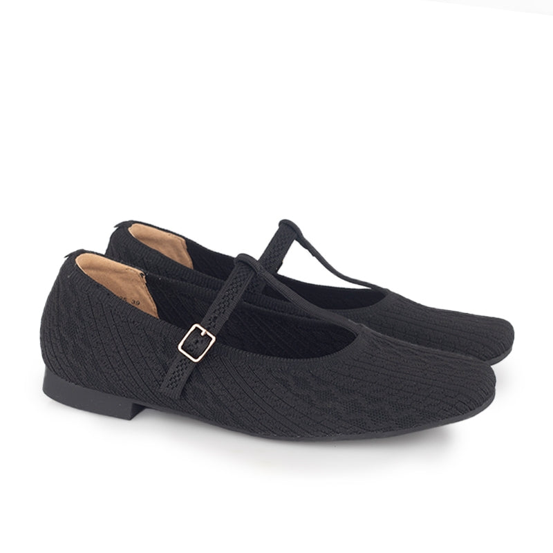 Sepatu Flats Knit Wanita Gino Mariani Gabriela Black