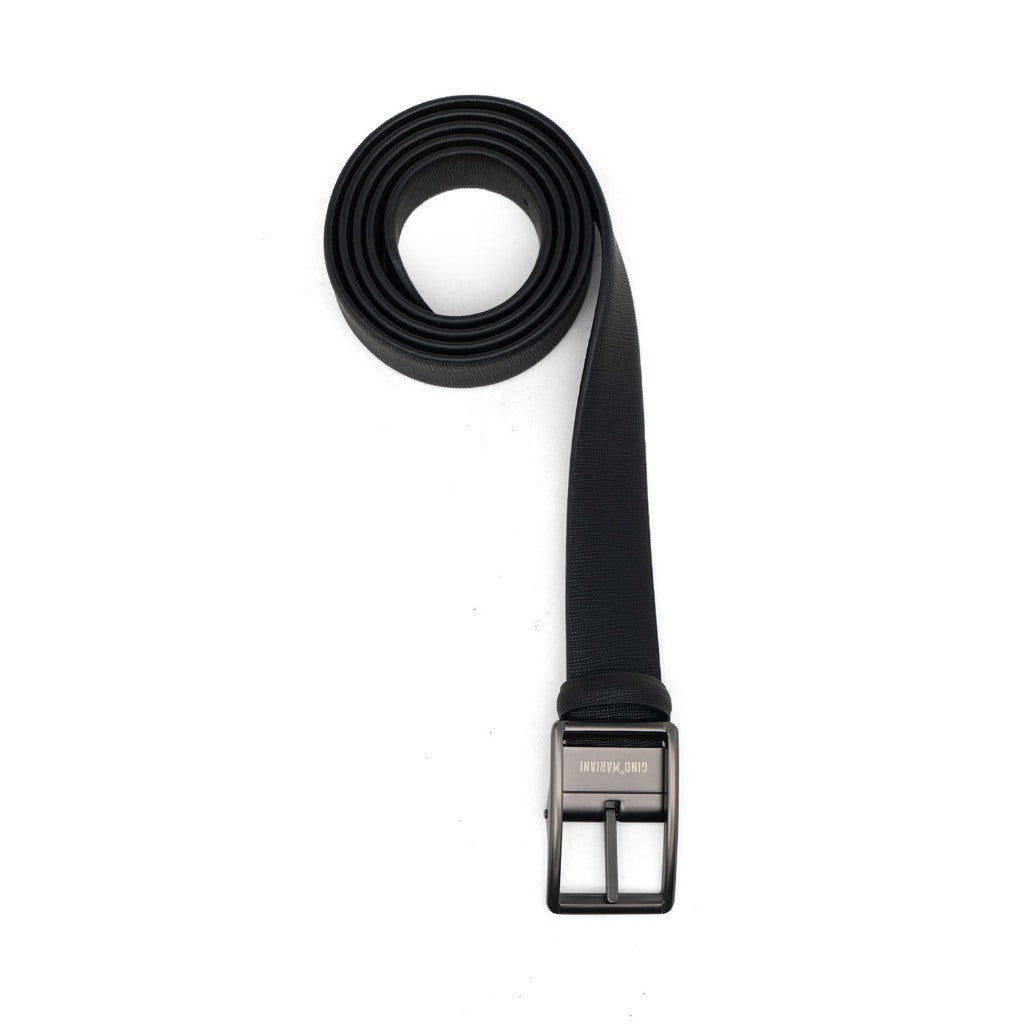 Gino Mariani Favio Buckle Belt Kulit Pria Black