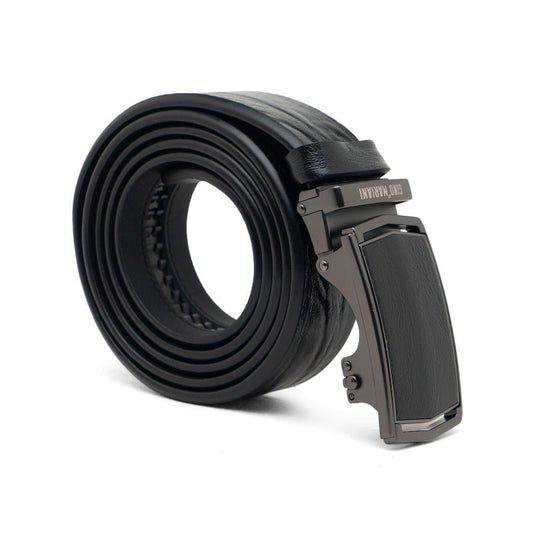 Gino Mariani Faustino Buckle Belt Kulit Pria Black