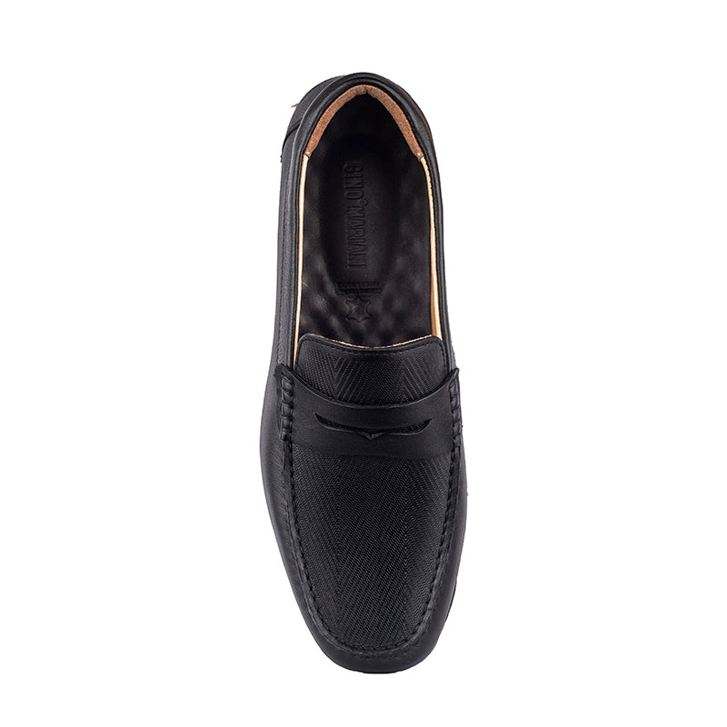 Sepatu Casual Pria Loafer Moccasin Gino Mariani Brogan Black