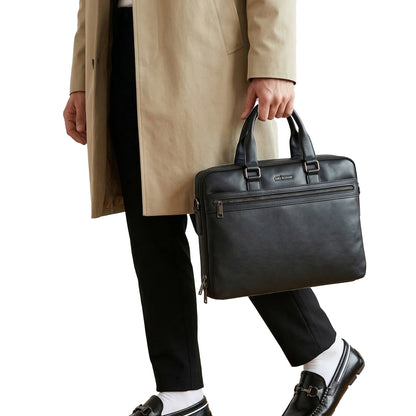 Tas Briefcase Leather Bag Gino Mariani Amerigo Black