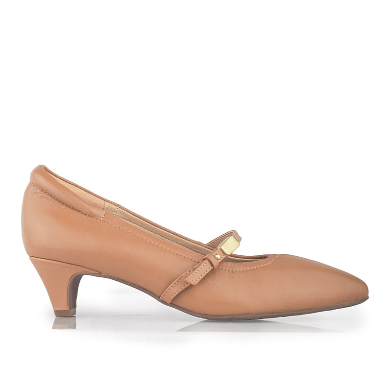 Sepatu Pumps Mary Jane Wanita Hadara Camel