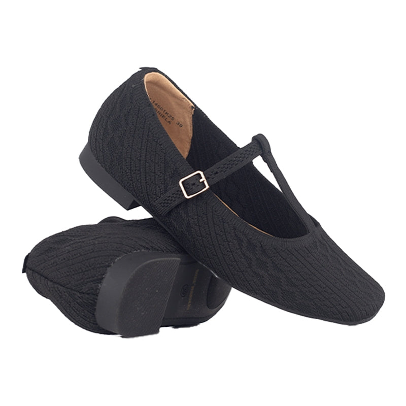 Sepatu Flats Knit Wanita Gino Mariani Gabriela Black
