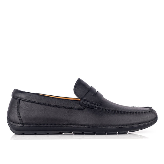 Sepatu Casual Pria Loafer Moccasin Gino Mariani Brogan Black