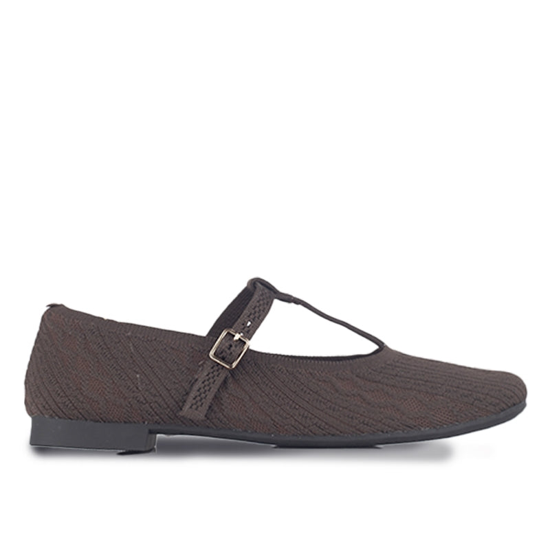 Sepatu Flats Knit Wanita Gino Mariani Gabriela Dark Brown
