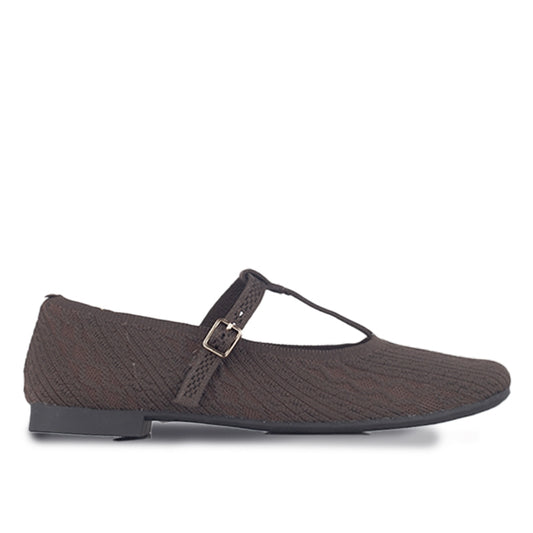 Sepatu Flats Knit Wanita Gino Mariani Gabriela Dark Brown